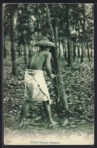 AK Singapore, Rubber Tapping, Mann am Gummibaum