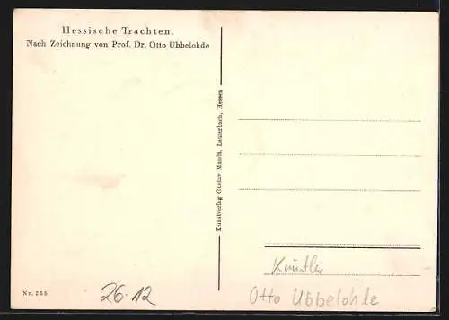 Künstler-AK Otto Ubbelohde: Hessische Trachten, Zuschauer beim Ausnehmens eines Schweines