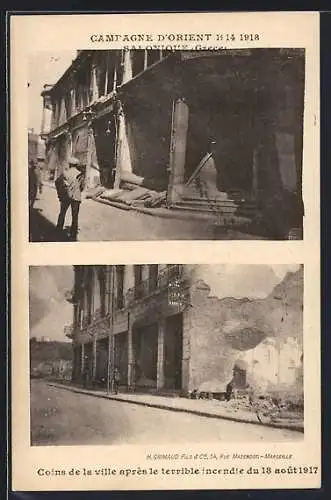 AK Salonique, Coins de la ville apres le terrible incendie du 18 août 1917