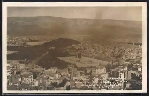 Foto-AK Athens, View from the Acropolis showing the Stadium and the Temple of Jupiter