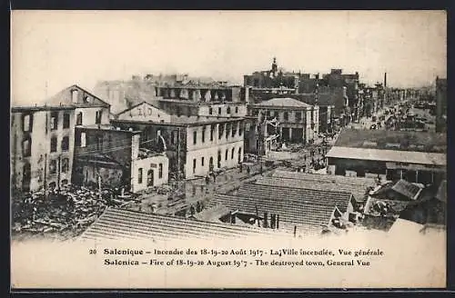 AK Salonique, Incendie des 18-19-20 Août 1917, La Ville incendiée, Vue générale