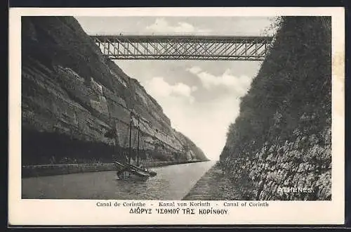 AK Athènes / Athen, Canal de Corinth, Kanal von Korinth, Canal of Corinth, Boot