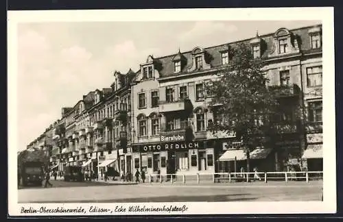 AK Berlin-Oberschöneweide, Edison-, Ecke Wilhelminenhofstrasse, Restaurant Otto Redlich