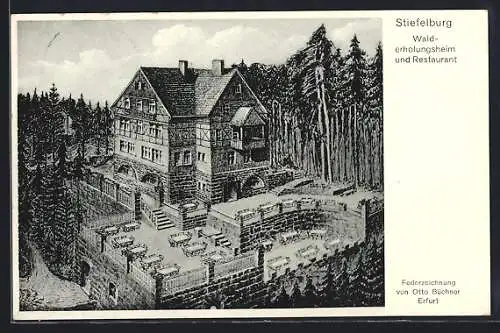 AK Nauendorf / Weimarer Land, Wald-Erholungsheim und Restaurant Stiefelburg