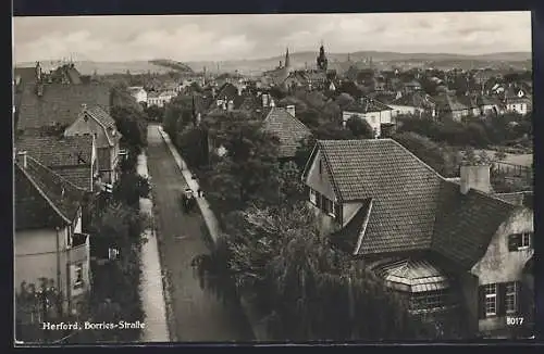 AK Herford, Blick in die Borries-Strasse aus der Vogelschau