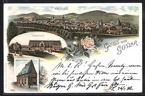 Lithographie Goslar, Totalansicht, Prusttuch & Kaiserhaus