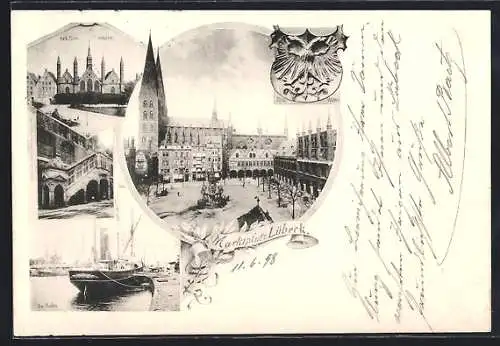 AK Lübeck, Marktplatz, Hafen, Heil. Geist Hospital