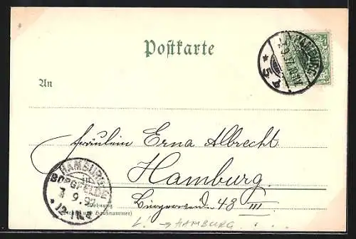 Lithographie Hamburg-Neustadt, Partie am Alten Jungfernstieg
