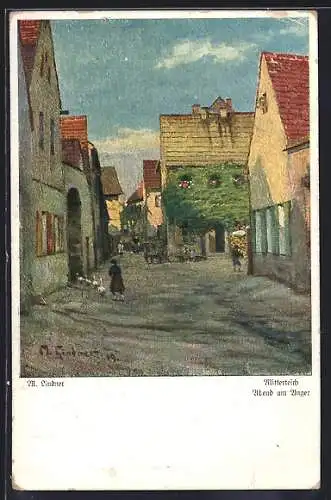 Künstler-AK Mitterteich, Abend am Anger