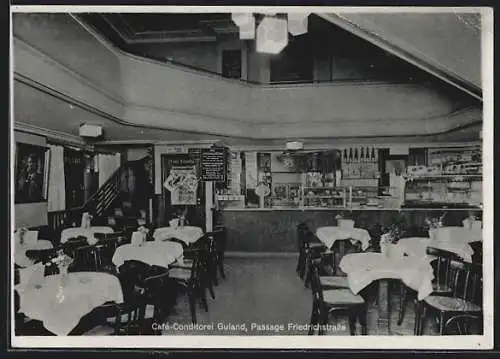 AK Berlin, Cafe Guland, Friedrichstrasse-Behrenstr. 50-52, Innenansicht