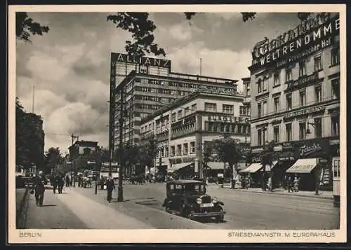 AK Berlin, Stresemannstrasse mit Hotel Preussischer Hof, Geschäften und Europahaus