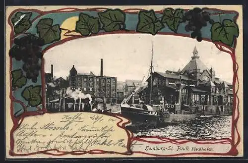 Passepartout-AK Hamburg-St. Pauli, Fischhafen, Wein