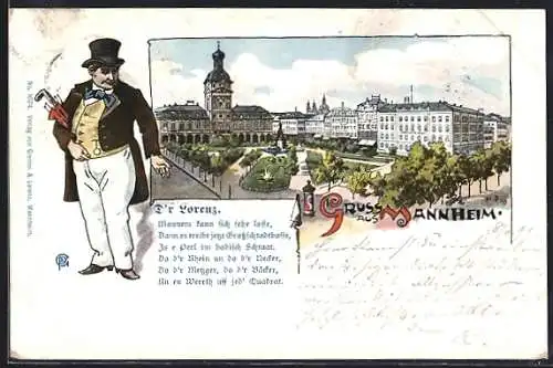 AK Mannheim, Blick auf Platz, D`r Lorenz