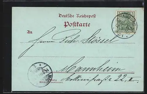 Mondschein-AK Hamburg-St. Pauli, Reeperbahn mit Strassenbahn