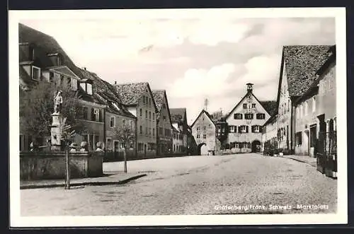 AK Gräfenberg, Partie am Marktplatz mit Brunnen