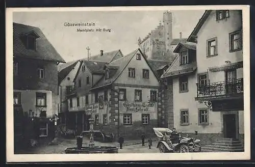 AK Gössweinstein, Marktplatz mit Gasthaus zur Traube und Burg