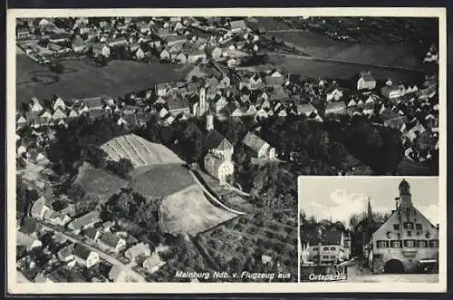 AK Mainburg /Ndb., Gesamtansicht vom Flugzeug aus und Ortspartie