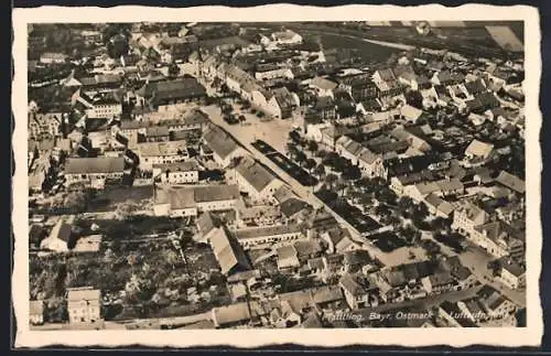 AK Plattling /Bayr. Ostmark, Ortsansicht vom Flugzeug aus