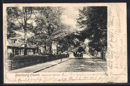 AK Hamburg-Hamm, Schwarze Strasse mit Kutsche
