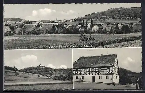 AK Oberweilersbach /Fränkische Schweiz, Gasthof Brauerei Georg Amon, Ortsansicht