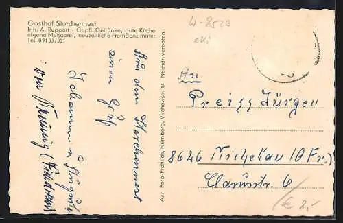 AK Baiersdorf bei Erlangen, Gasthof Storchennest, Inh. A. Ruppert