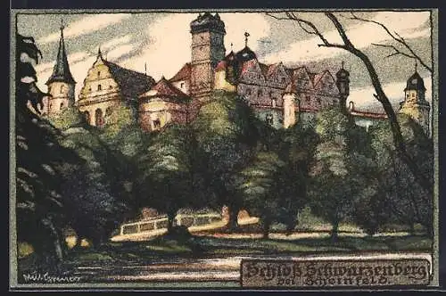 Steindruck-AK Scheinfeld, Schloss Schwarzenberg