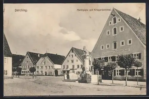 AK Berching, Marktplatz mit Gasthof M. Schneebergers Nachf. Hans Bauer