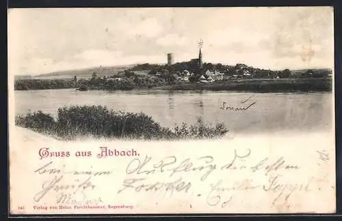 AK Bad Abbach, Ausblick auf den Ort vom See aus gesehen