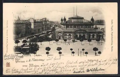 AK Mainz, Strassenpartie am Halleplatz