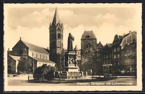 AK Eisenach, Carlsplatz mit Lutherdenkmal