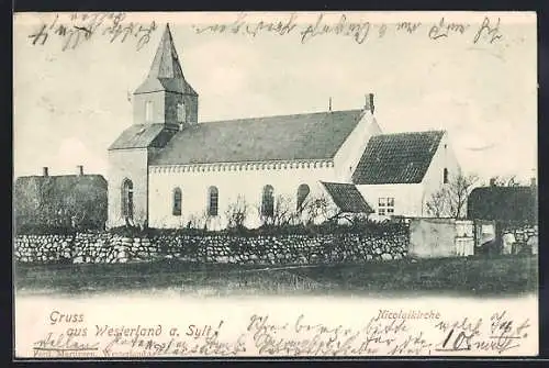 AK Westerland a. Sylt, Blick auf die Nikolaikirche