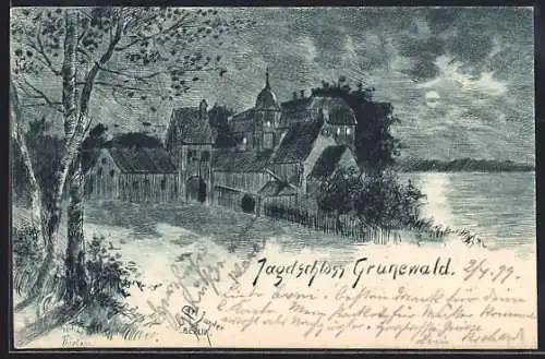 Künstler-AK Carl Jander: Berlin-Grunewald, Ansicht vom Jagdschloss Grunewald
