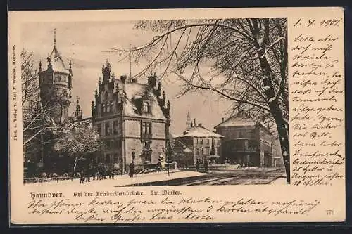 AK Hannover, Bei den Friederikenbrücke im Winter