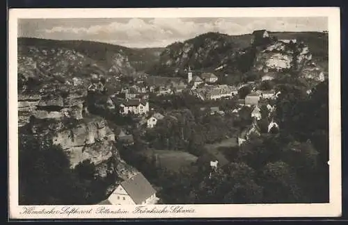 AK Pottenstein /Fränkische Schweiz, Totalansicht mit Bergpanorama