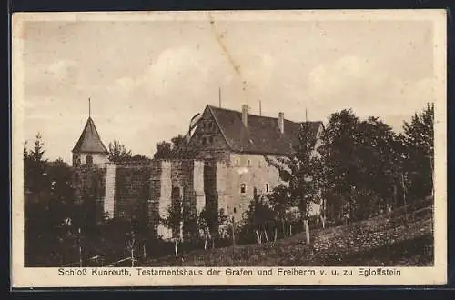 AK Kunreuth / Forchheim, Schloss, Testamentshaus des Grafen und Freiherrn v.u. zu Egloffstein