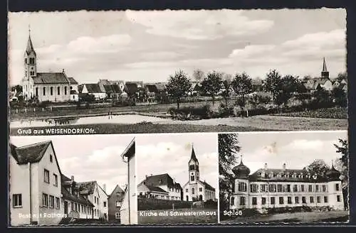 AK Weisendorf / Ofr., Post mit Rathaus, Kirche mit Schwesternhaus, Schloss