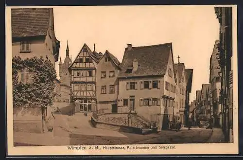 AK Wimpfen a. B., Hauptstrasse, Adlerbrunnen und Salzgasse