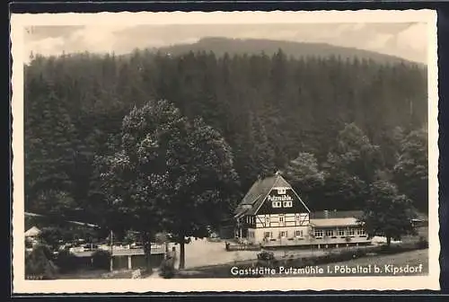 AK Oberpöbel üb. Schmiedeberg, Gaststätte Putzmühle mit Wald, Bes. Karl Thömel