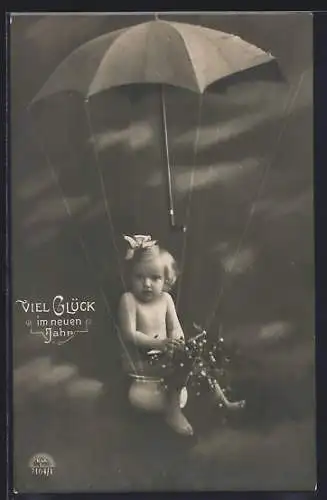 AK Mädchen in einem Ballon-Nachttopf