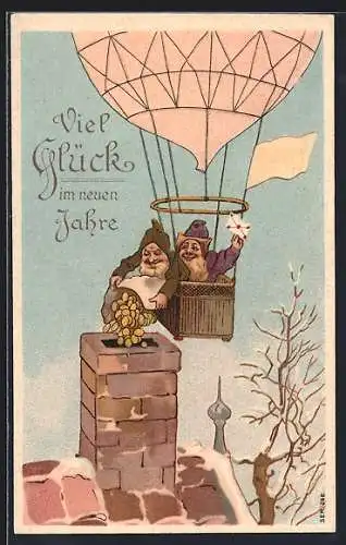 AK Zwerge schütten Geld aus einem Ballon