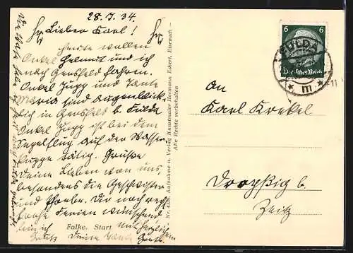 AK Falke-Segelflugzeug beim Start