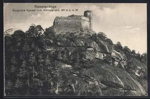 AK Kynast /Riesengebirge, Burgruine Kynast vom Höllengrund