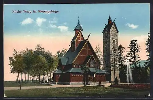 AK Wang /Riesengebirge, Blick auf die Kirche Wang