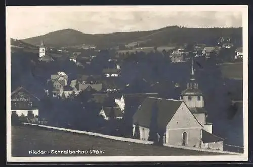 AK Nieder-Schreiberhau i. Rgb., Ortsansicht mit Kirche