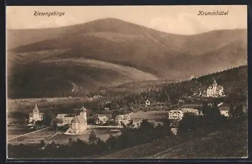 AK Krummhübel, Teilansicht mit Berg