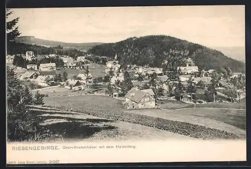 AK Ober-Krummhübel /Riesengebirge, Ortsansicht mit dem Heidelberg