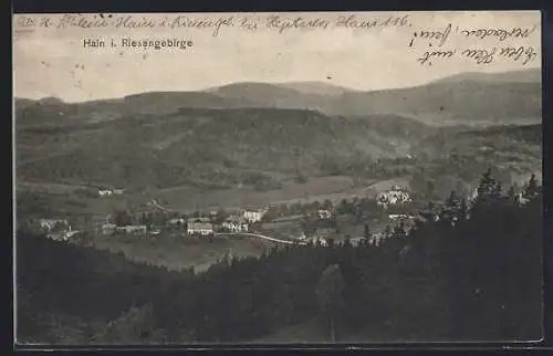 AK Hain i. Riesengebirge, Ortsansicht aus der Vogelschau