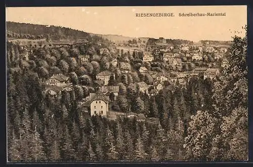 AK Schreiberhau-Mariental, Ortsansicht aus der Vogelschau