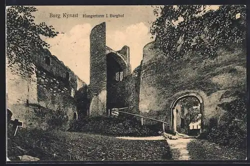 AK Kynast, Burg Kynast, Hungerturm und I. Burghof