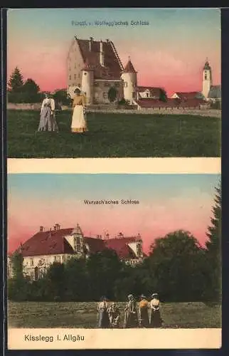 AK Kisslegg i. Allgäu, Fürstl. Wolfegg`sches Schloss, Wurzach`sches Schloss
